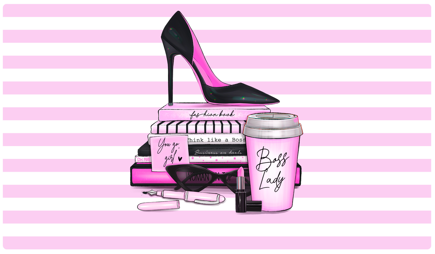 Desk Mats, for under your laptop Boss lady in pink