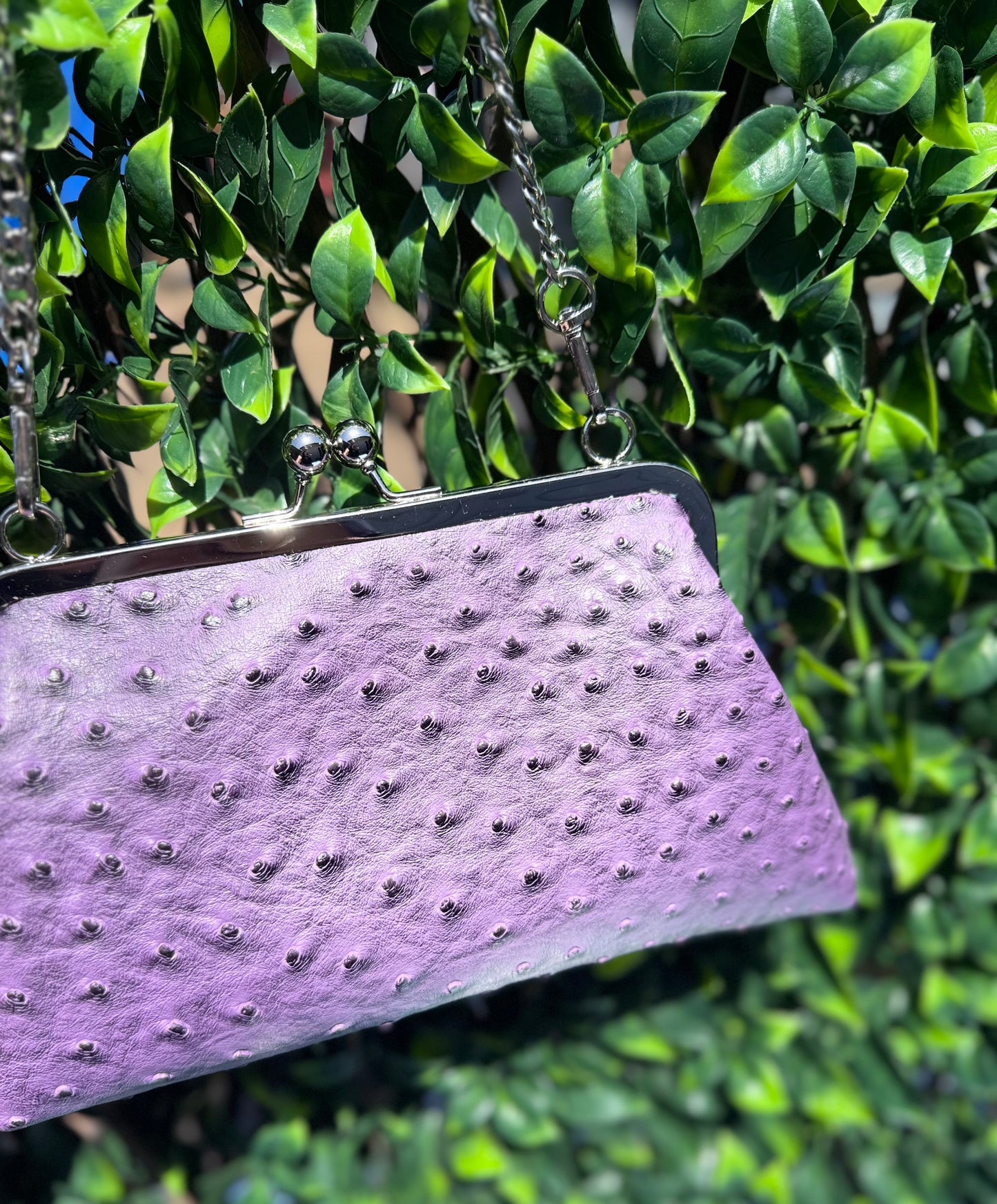 Ostrich textured vinyl / faux leather purple
