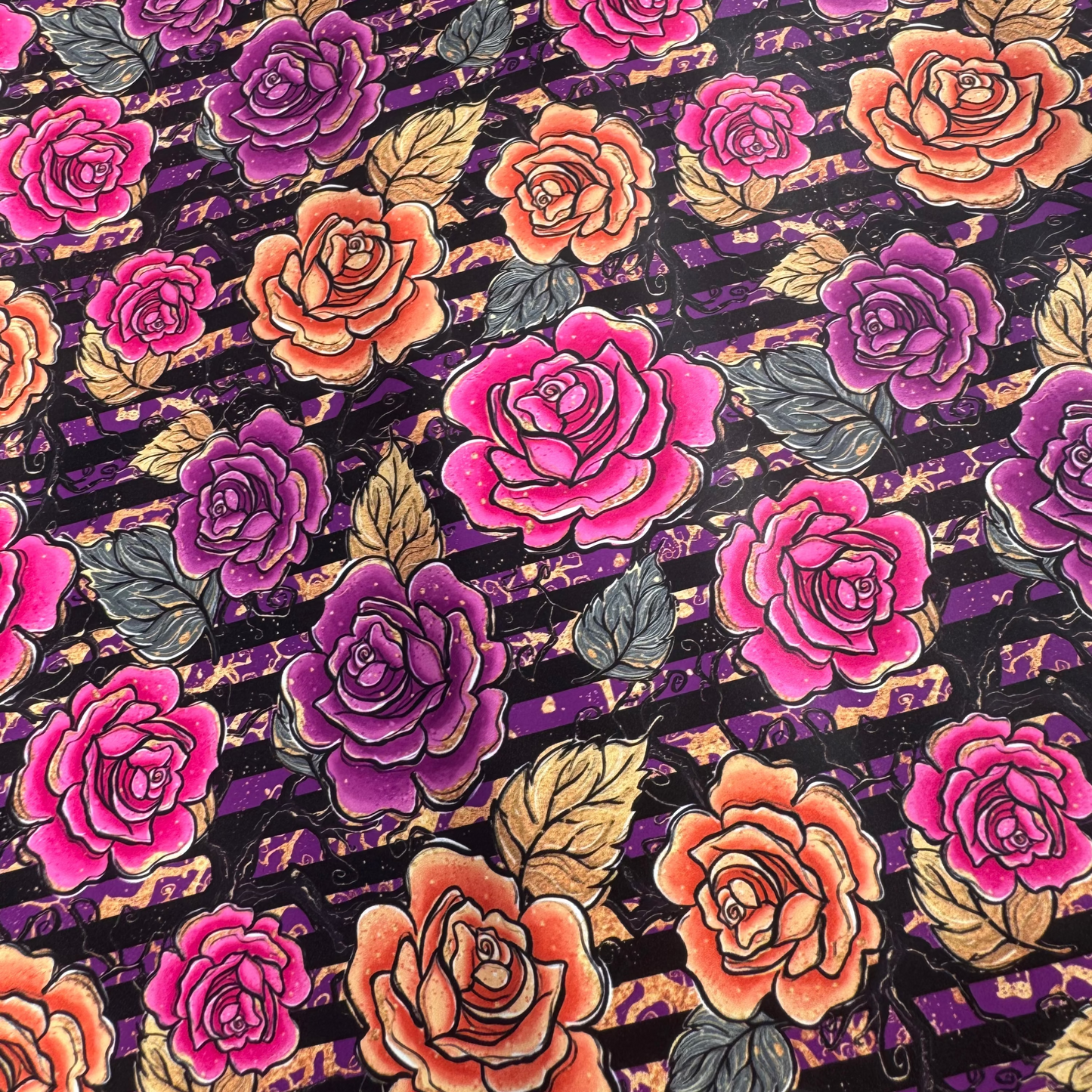 Grunge roses pink and orange Faux Leather / vinyl