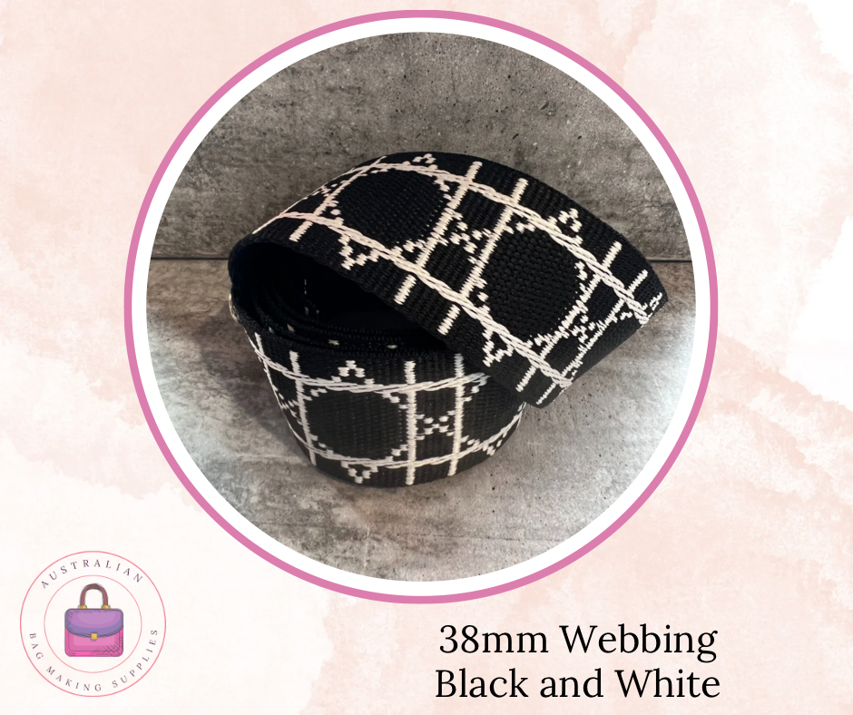 38mm Polycotton Webbing Classic black and white, brown with cream, navy and white.