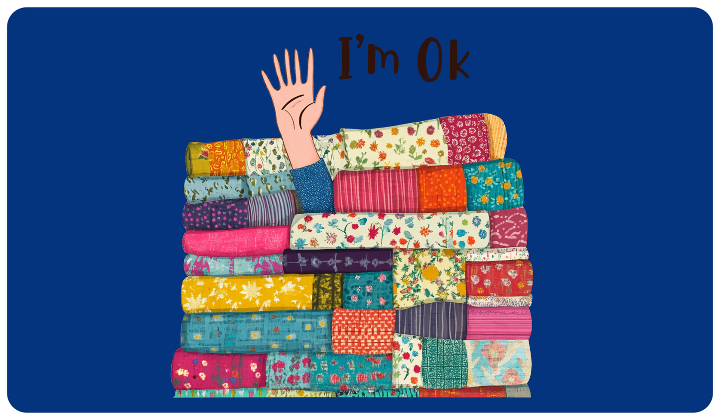Sewing Machine Mat I'm OK green and navy colours
