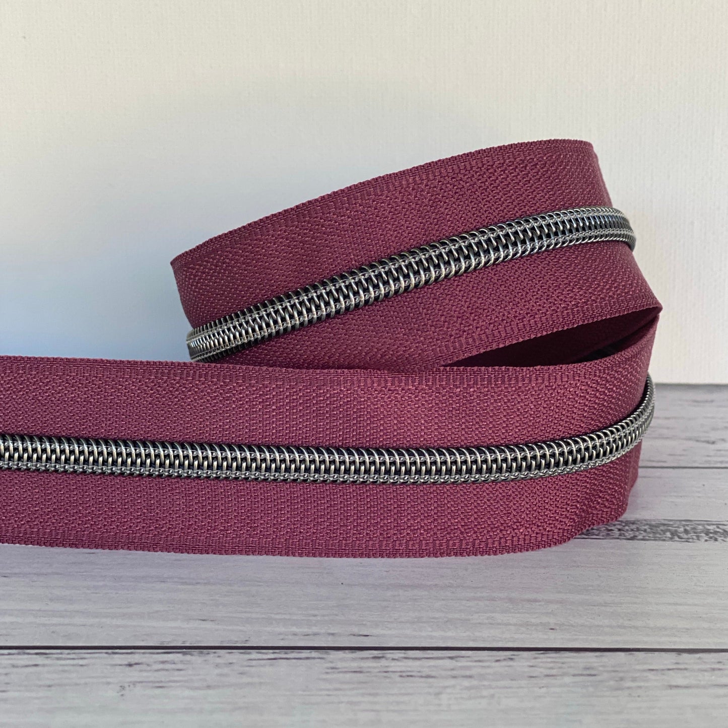 #5 Zipper tape Plum with gunmetal teeth 10 metre pack
