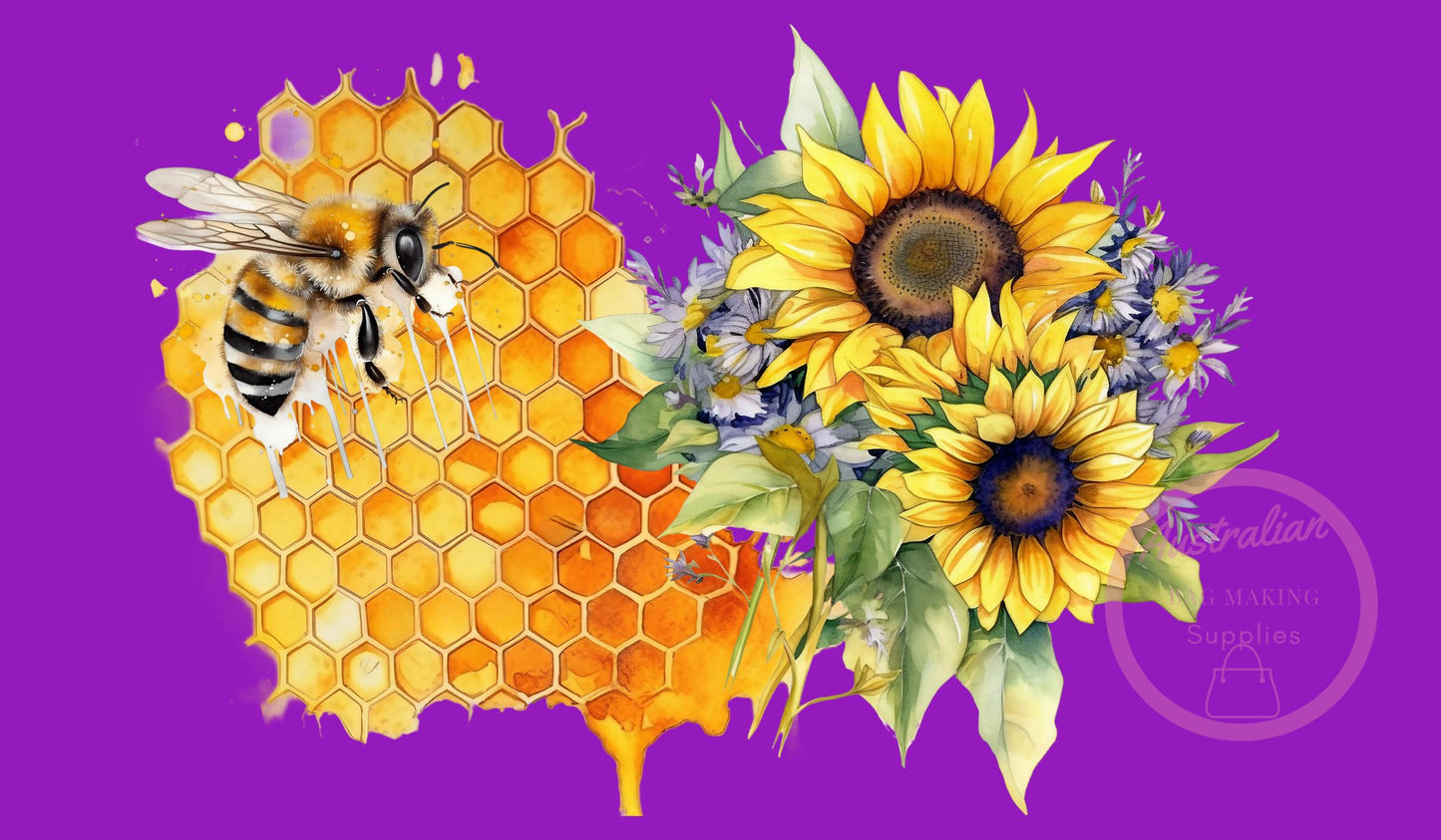 Sewing Machine Mat Bee on purple