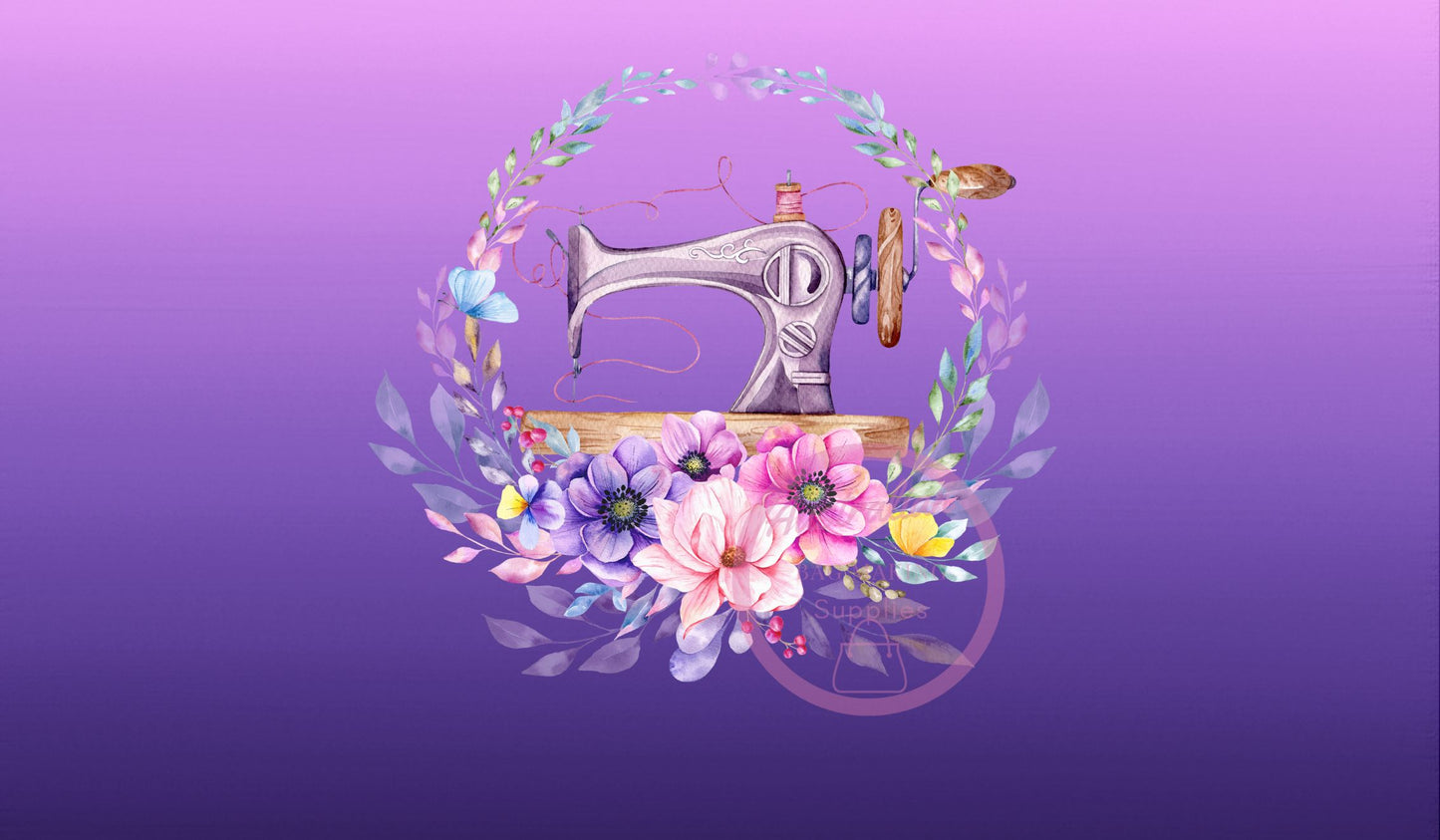 Sewing Machine Mat Vintage machine purple