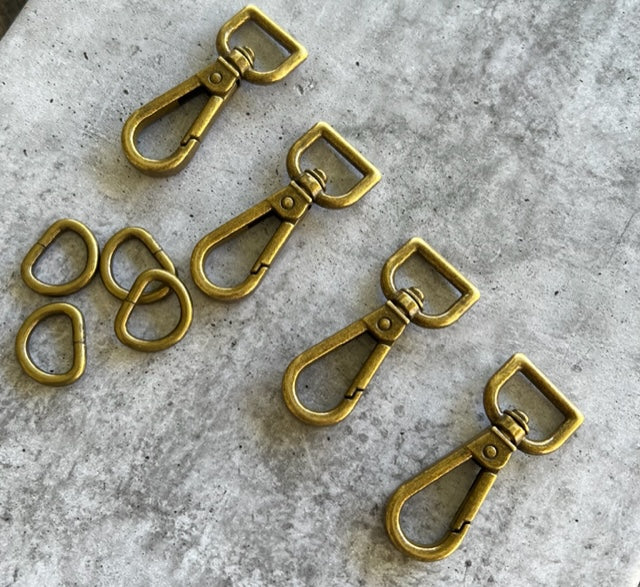 1/2 inch snap hooks and D rings Silver, bronze, rainbow, gunmetal, rose gold