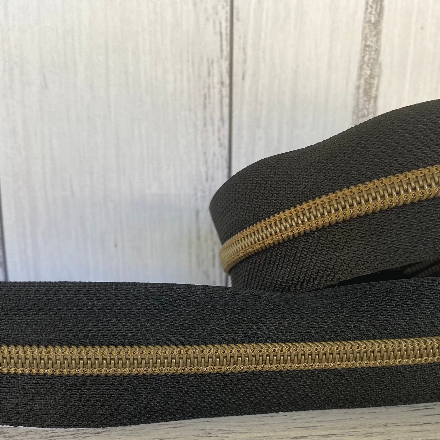 #5 Black zipper tape antique bronze teeth 1, 5 and 10 metre bundles available