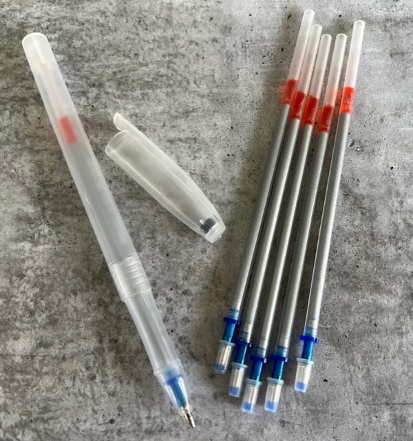 Leather marking pens, silver ink and refills