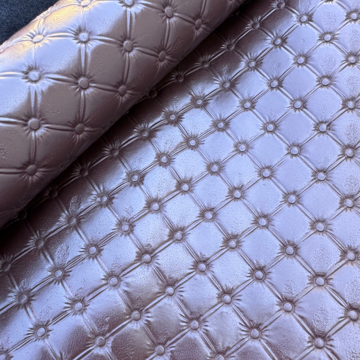 Quilted texture vinyl/faux leather Brown