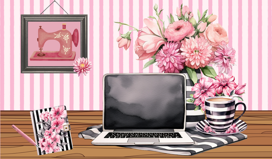 Desk Mats, for under your laptop Desk with black and white stripe