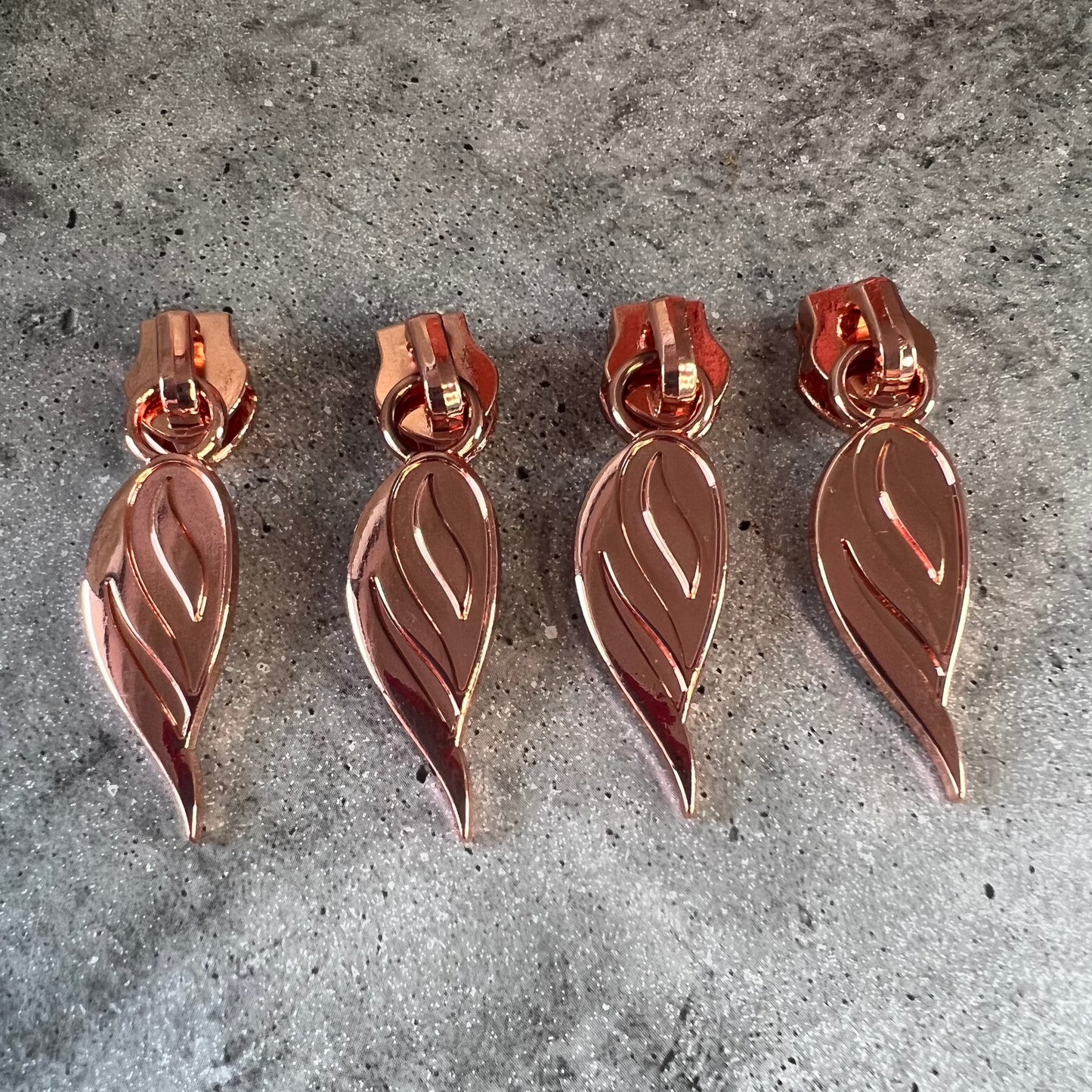 Cocoon #5 Zipper pulls in Rose Gold