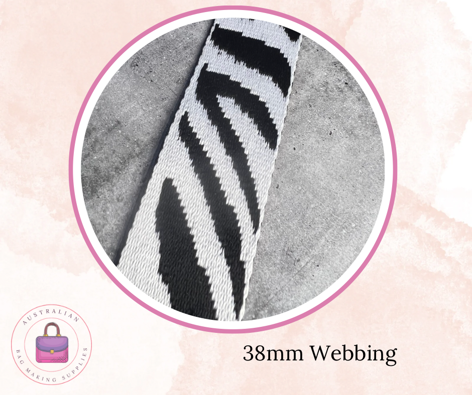 38mm Polycotton Webbing Zebra stripes in pink and black