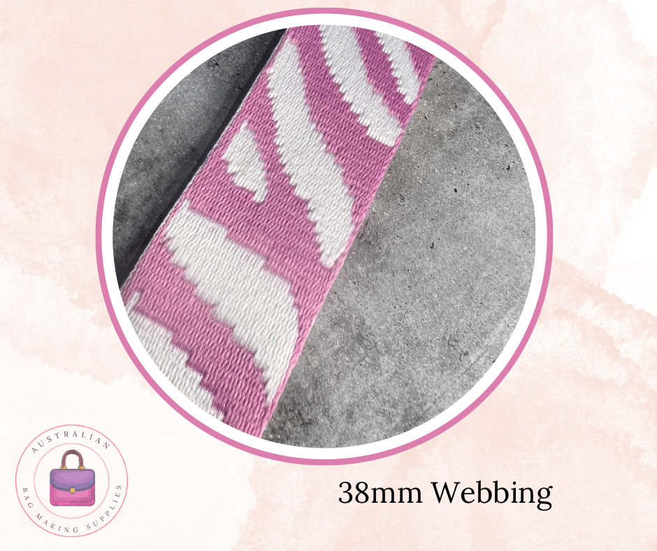 38mm Polycotton Webbing Zebra stripes in pink and black