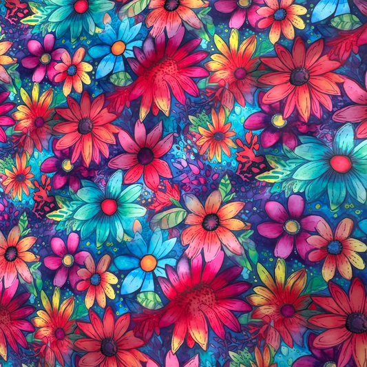 Soft Florals Hippy style blue's, teals red/orange