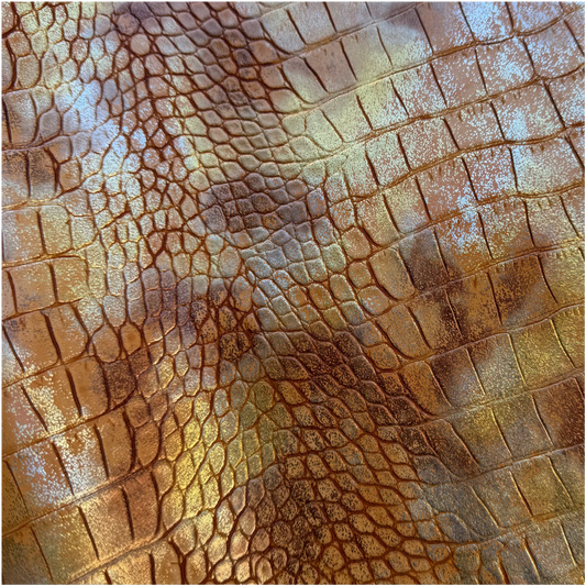 Croc texture glittery golden tan