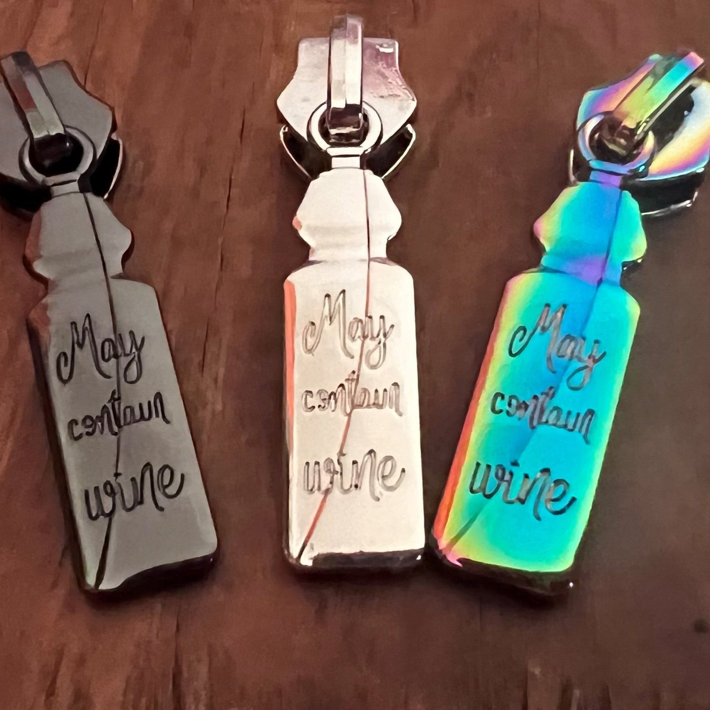 #5 Zipper pull Water Bottle in Silver, Rainbow and Gunmetal