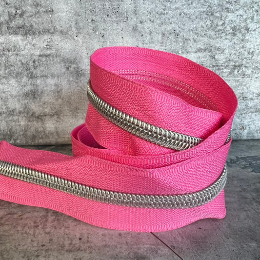 #5 zipper tape pink 10 metre bundle