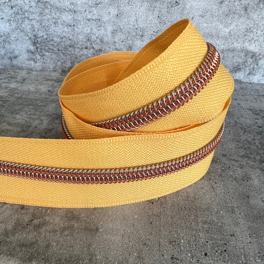 #5 zipper tape Peach with rose gold teeth 10 metre bundle