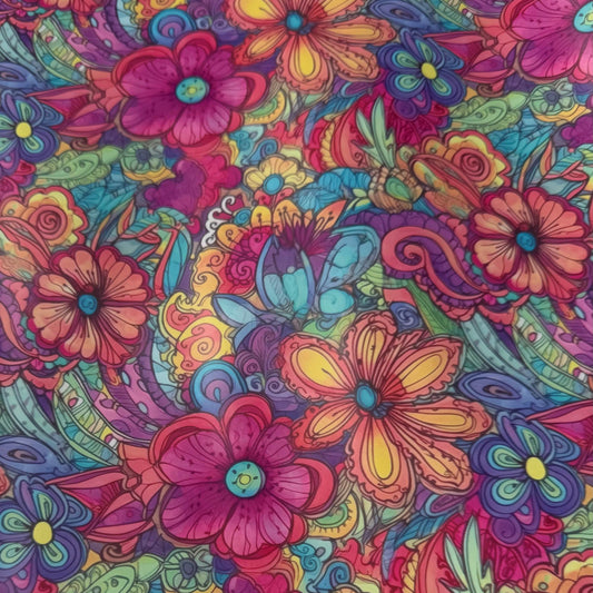 Colorful floral and abstract pattern