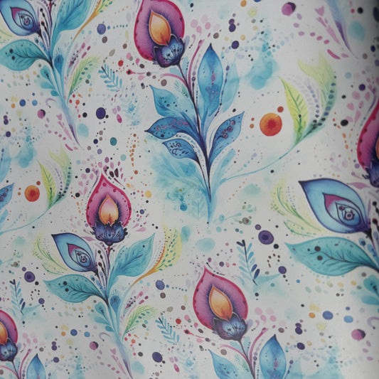 Petals blue and pink Faux Leather / vinyl