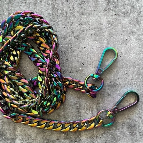 Chain Straps 126cm long for crossbody bags Silver and Rainbow