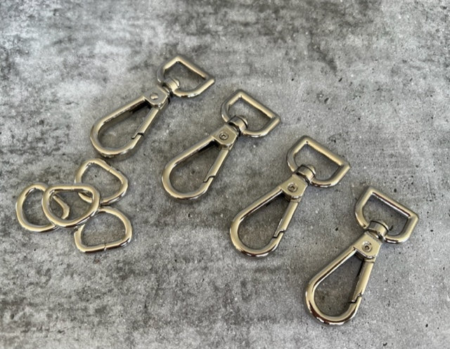 1/2 inch snap hooks and D rings Silver, bronze, rainbow, gunmetal, rose gold